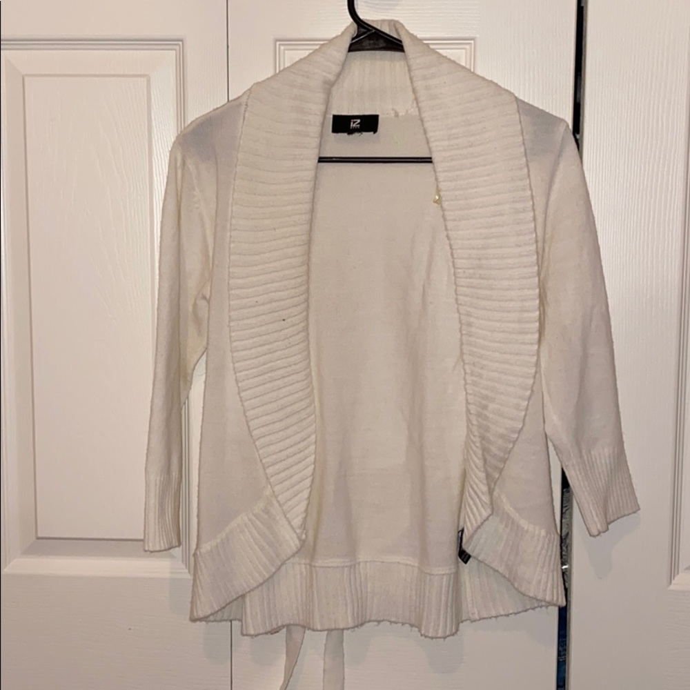 white cardigan - tie back